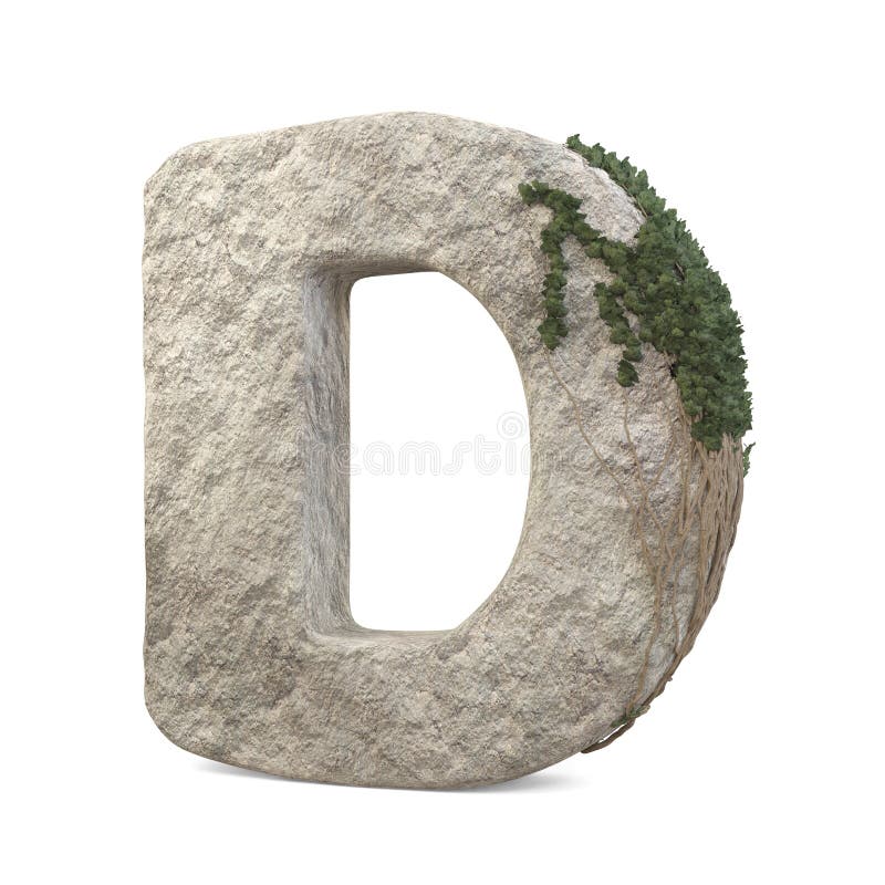 Lettres de pierre réalistes avec ivy isolé sur fond blanc illustration stock