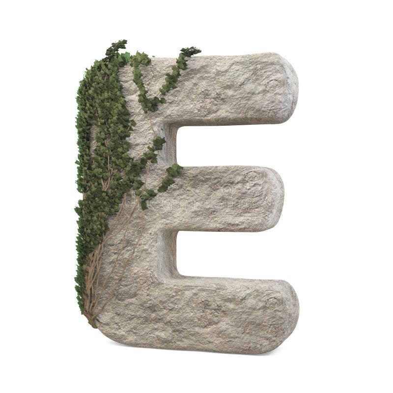 Lettres de pierre réalistes avec ivy isolé sur fond blanc illustration stock