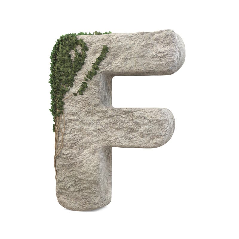Lettres de pierre réalistes avec ivy isolé sur fond blanc illustration stock