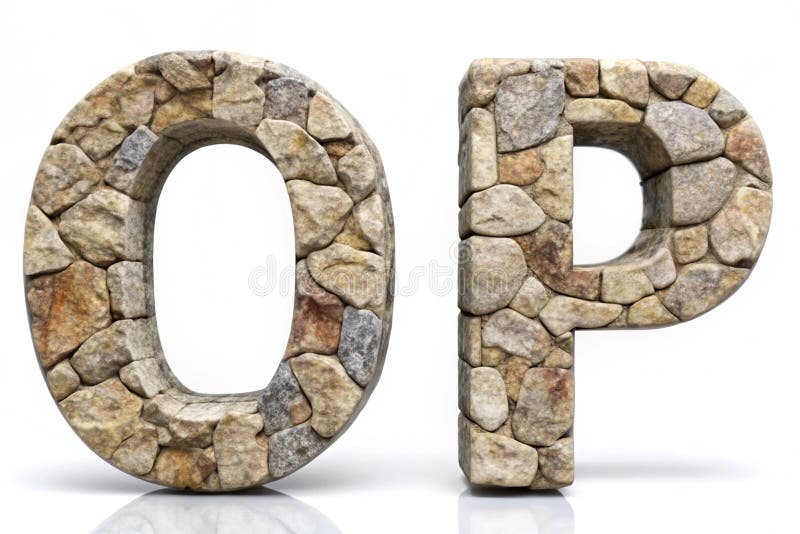 Lettres rocheuses O et P illustration stock