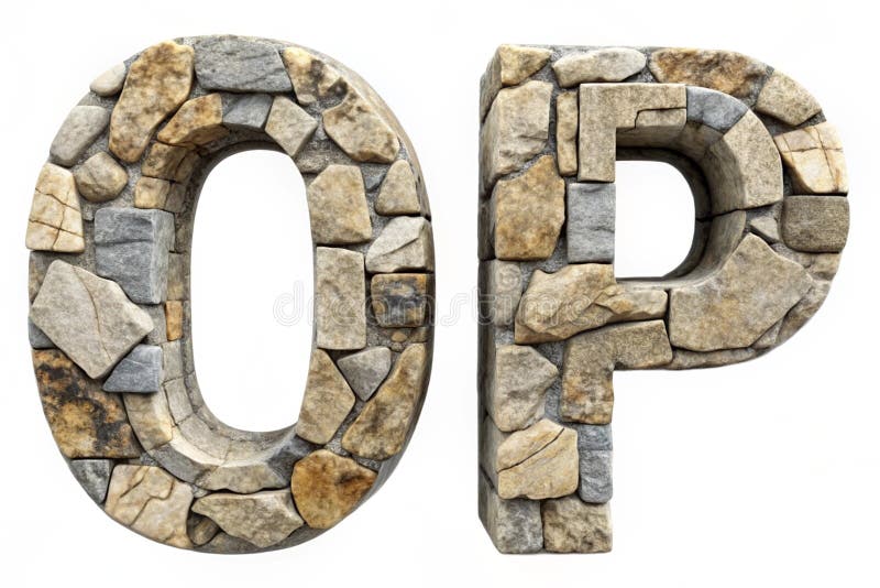 Lettres rocheuses O et P illustration de vecteur