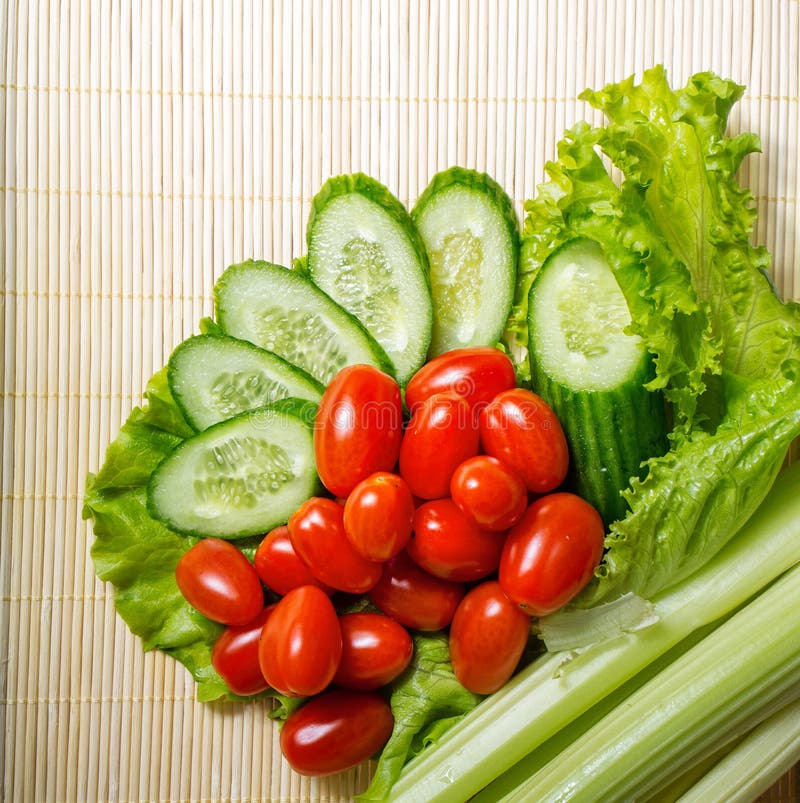 Lettuce, Cucumber, Tomato and Celery Stock Image Image of