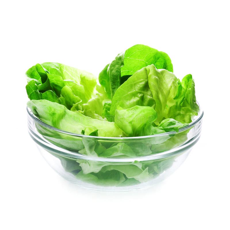 Lettuce in glass bowl stock image. Image of color, isolated - 7311131