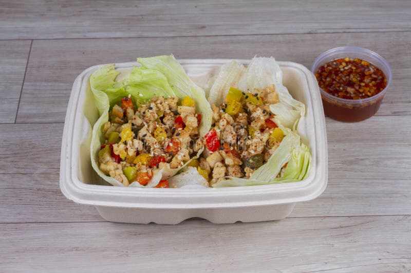 Lettuce Wraps. Japanese or Thai Cuisine Entree Stock Image Image of