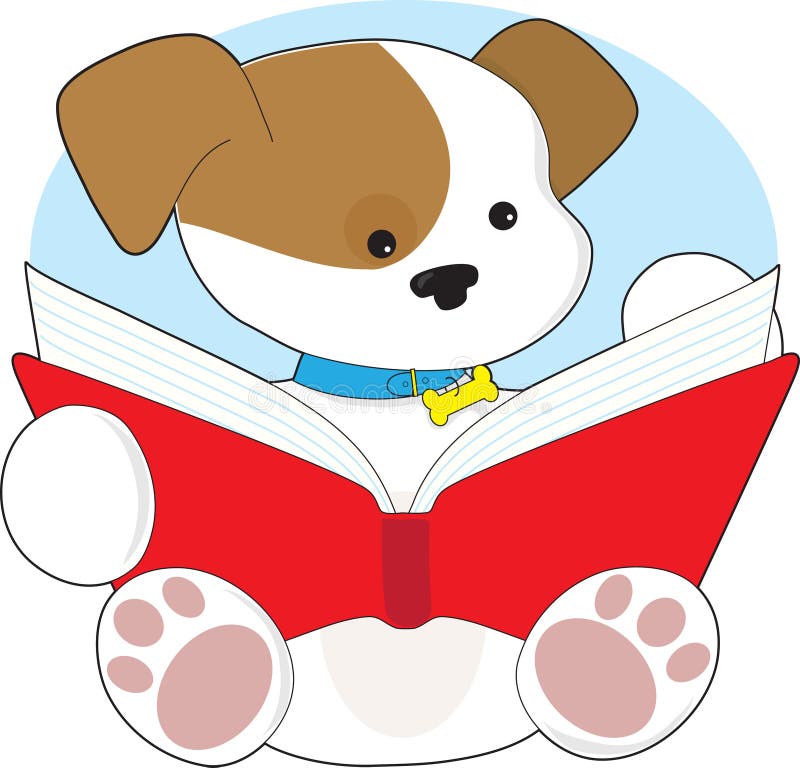 Lettura sveglia del cucciolo illustrazione di stock