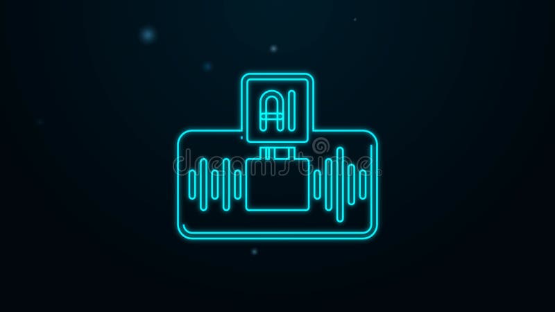 Leuchtend neunline künstliche Intelligenz ai Ikone isoliert auf schwarzem Hintergrund. Cloud-Computing lizenzfreie abbildung