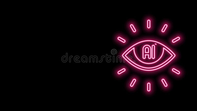 Leuchtend neunline künstliche Intelligenz ai Ikone isoliert auf schwarzem Hintergrund. Cloud-Computing stock abbildung