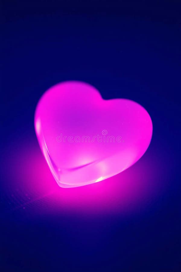 Leuchtend rosa Herz hell dunkelblau Hintergrund. Liebesromane-Valentine-Tagesgebrauch in Liebesdesigns stockbilder
