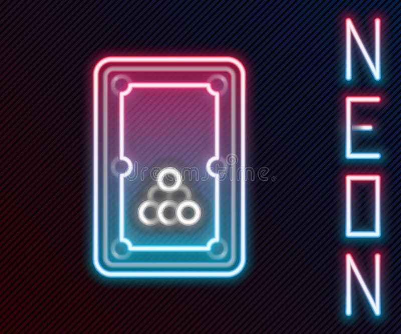 Leuchtende Neon-Linie Billard-Tisch-Symbol auf schwarzem Hintergrund isoliert. Billardtisch. farbenprächtiges Konzept. Vektor stock abbildung