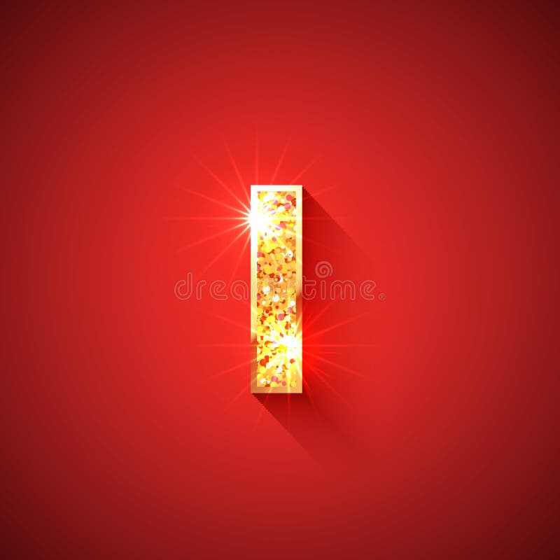 Goldfarbener Buchstabe i auf rotem Hintergrund stock abbildung