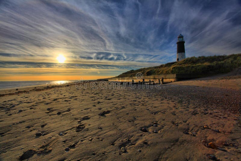 Lighthouse on the beach at Spurn Point. Lighthouse on the beach at Spurn Point