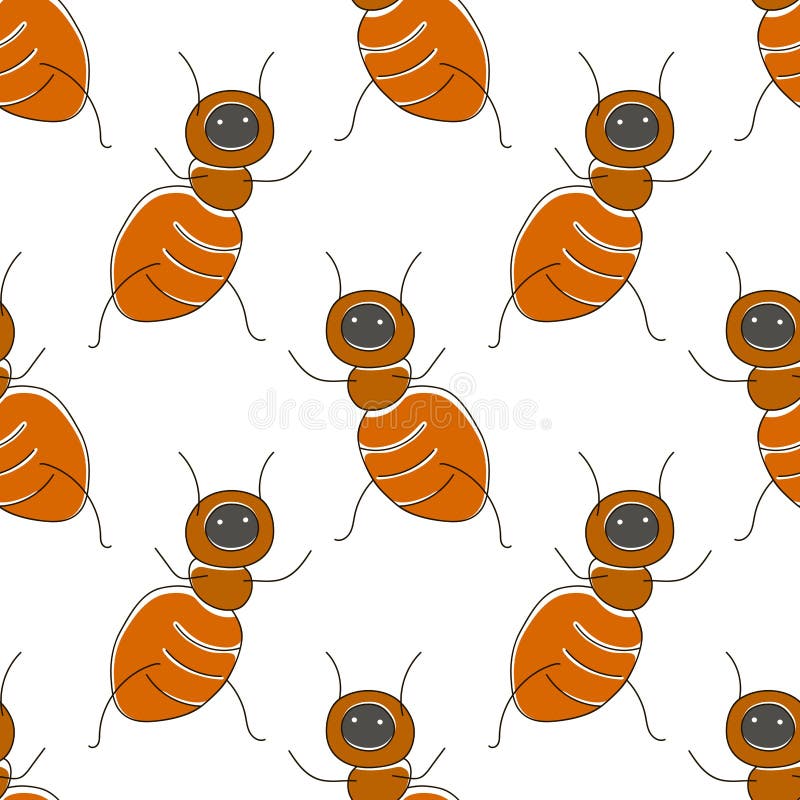 Leuk beeldverhaal naadloos patroon met grappig bruin insect: mier vector illustratie Leuk beeldverhaal naadloos patroon met grappig bruin insect: mier vector illustratie