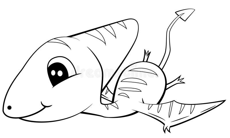 Leuk Beeldverhaal van de Zwart-witte Dinosaurus van de Babypterodactylus stock illustratie Leuk Beeldverhaal van de Zwart-witte Dinosaurus van de Babypterodactylus stock illustratie