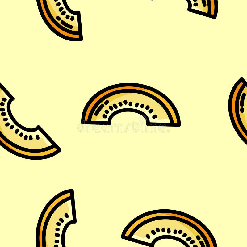 Leuk de meloen naadloos patroon van de beeldverhaal vlak stijl cantaloop vector illustratie Leuk de meloen naadloos patroon van de beeldverhaal vlak stijl cantaloop vector illustratie