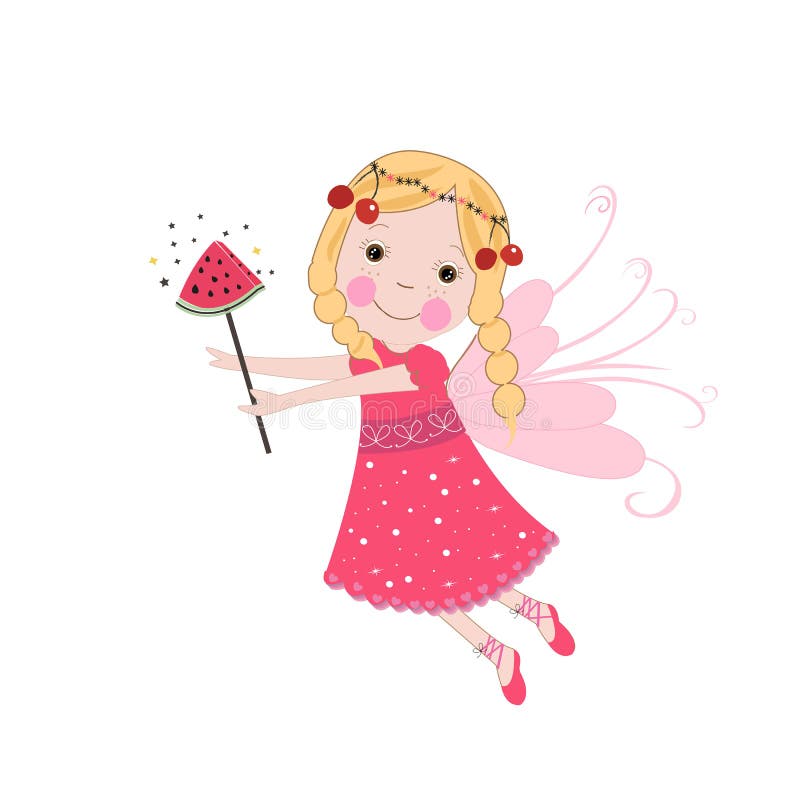 Leuk de zomersprookje De vectorachtergrond van de de zomertijd Watermeloen en kers vector illustratie Leuk de zomersprookje De vectorachtergrond van de de zomertijd Watermeloen en kers vector illustratie