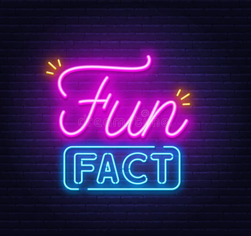 Fun Fact neon sign on brick wall background . Fun Fact neon sign on brick wall background .