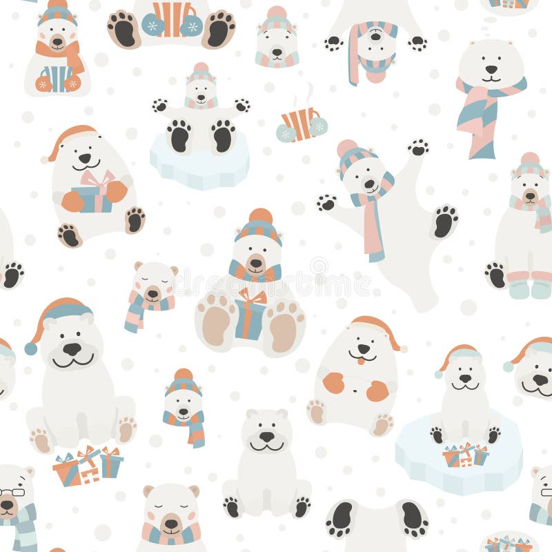 Leuk ijsbeer naadloos patroon Elementen voor Kerstmisvakantie vector illustratie Leuk ijsbeer naadloos patroon Elementen voor Kerstmisvakantie vector illustratie
