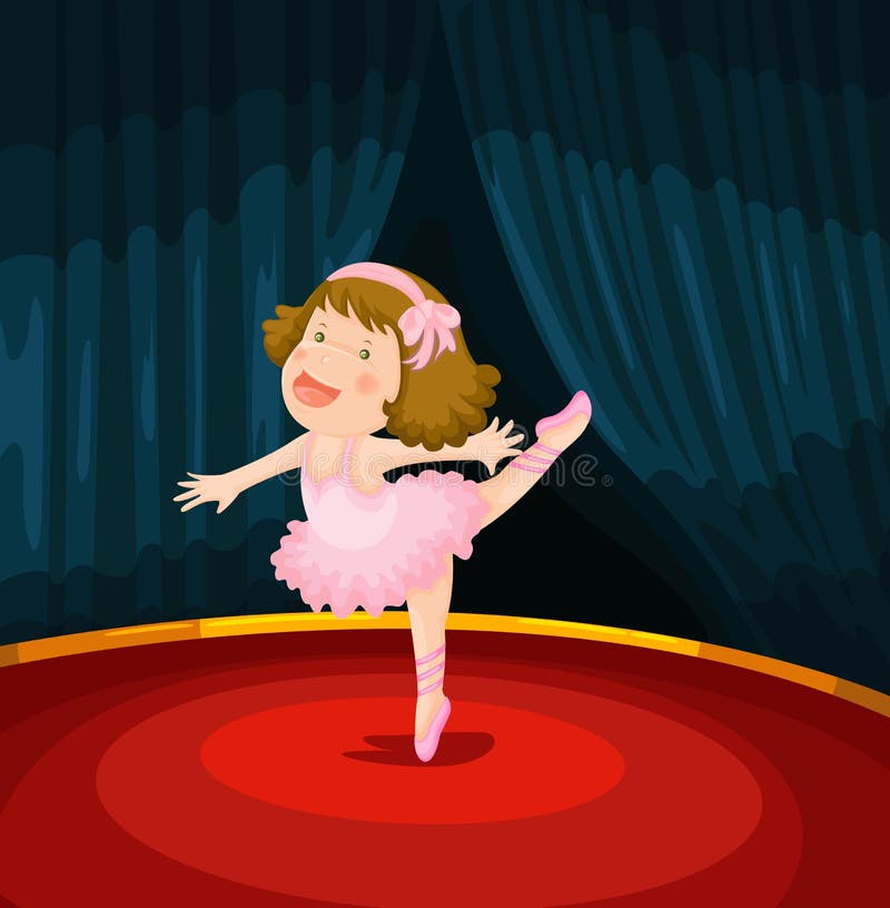 Schattig meisje dat ballet danst op het podium royalty-vrije illustratie