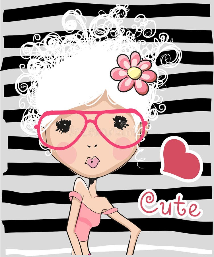 Leuk meisje met wit haar vector illustratie Leuk meisje met wit haar vector illustratie