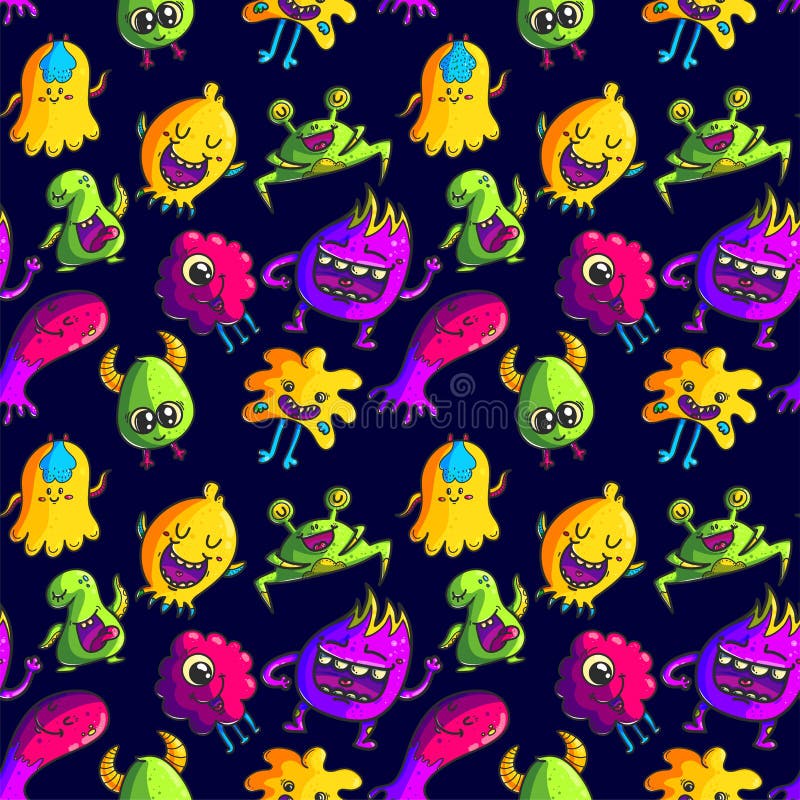 Leuk monsters naadloos patroon stock illustratie Leuk monsters naadloos patroon stock illustratie