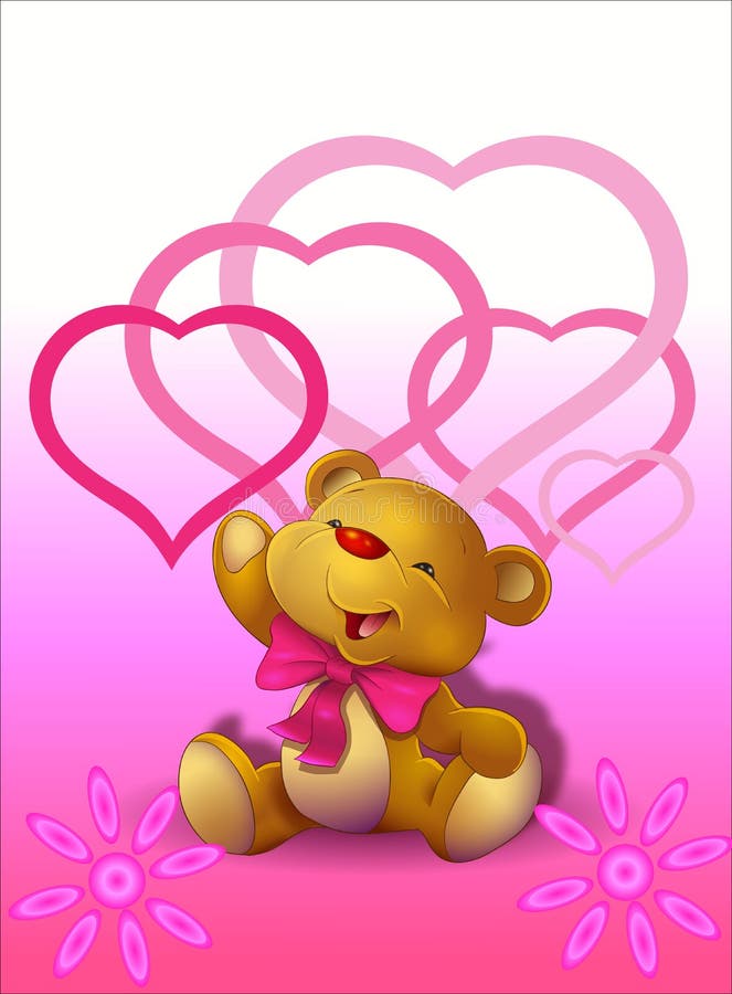 Leuk Teddy Bear met harten royalty-vrije illustratie Leuk Teddy Bear met harten royalty-vrije illustratie