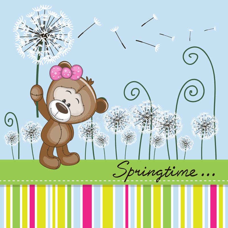 Leuk Teddy Bear met paardebloem stock illustratie Leuk Teddy Bear met paardebloem stock illustratie