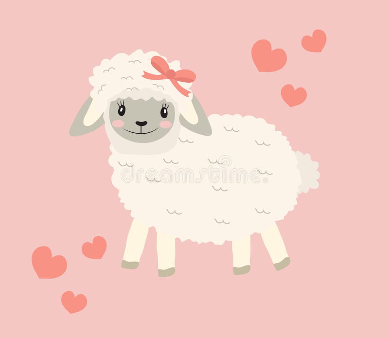 Leuk weinig de illustratie van de schapenbaby grappig het glimlachen dier Vector illustratie royalty-vrije illustratie Leuk weinig de illustratie van de schapenbaby grappig het glimlachen dier Vector illustratie royalty-vrije illustratie