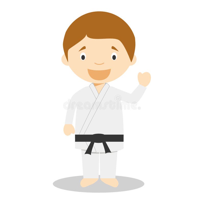 Leuke beeldverhaal vectorillustratie van een karateka vector illustratie Leuke beeldverhaal vectorillustratie van een karateka vector illustratie