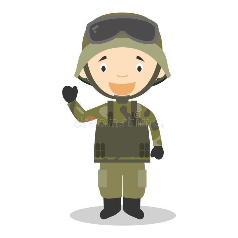 Leuke beeldverhaal vectorillustratie van een militair vector illustratie Leuke beeldverhaal vectorillustratie van een militair vector illustratie