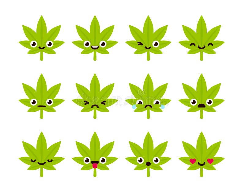 Leuke cannabis emoticons stock illustratie Leuke cannabis emoticons stock illustratie