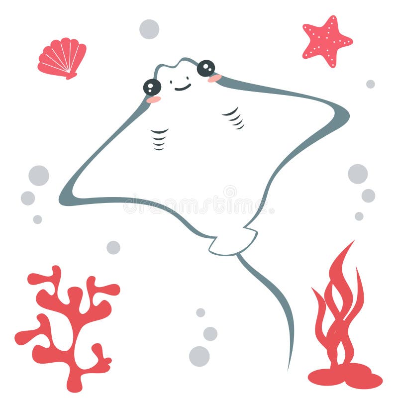 Leuke de vissen vectorillustratie van de beeldverhaalpijlstaartrog stock illustratie Leuke de vissen vectorillustratie van de beeldverhaalpijlstaartrog stock illustratie