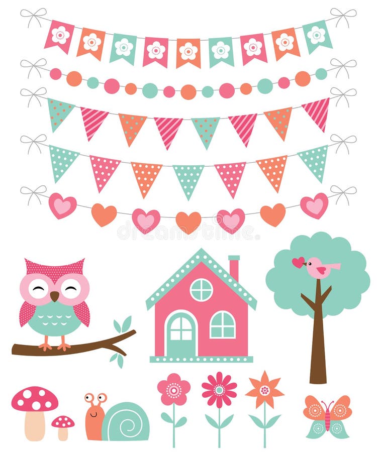 Leuke decoratie en aard geplaatste ontwerpelementen stock illustratie Leuke decoratie en aard geplaatste ontwerpelementen stock illustratie