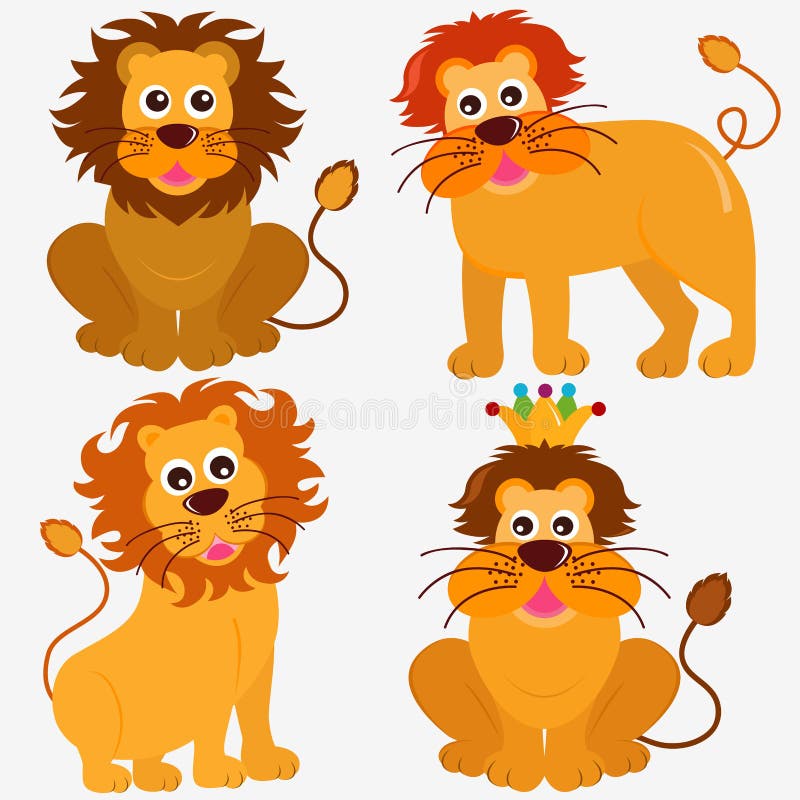 Leuke Dierlijke VectorPictogrammen: Leeuw royalty-vrije illustratie Leuke Dierlijke VectorPictogrammen: Leeuw royalty-vrije illustratie