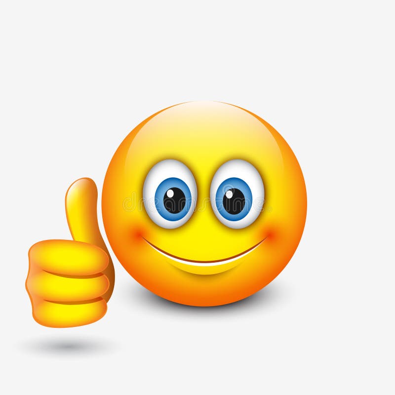 Leuke Emoticon Met Omhoog Duim, Emoji - Vectorillustratie ...