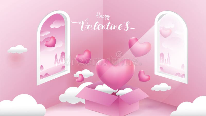 Leuke en zoete elementen in vorm van hart, doos die van gift op roze achtergrond vliegen Vectorsymbolen van liefde voor Gelukkige royalty-vrije illustratie Leuke en zoete elementen in vorm van hart, doos die van gift op roze achtergrond vliegen Vectorsymbolen van liefde voor Gelukkige royalty-vrije illustratie