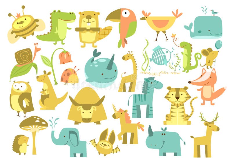 Leuke geplaatste dieren stock illustratie Leuke geplaatste dieren stock illustratie