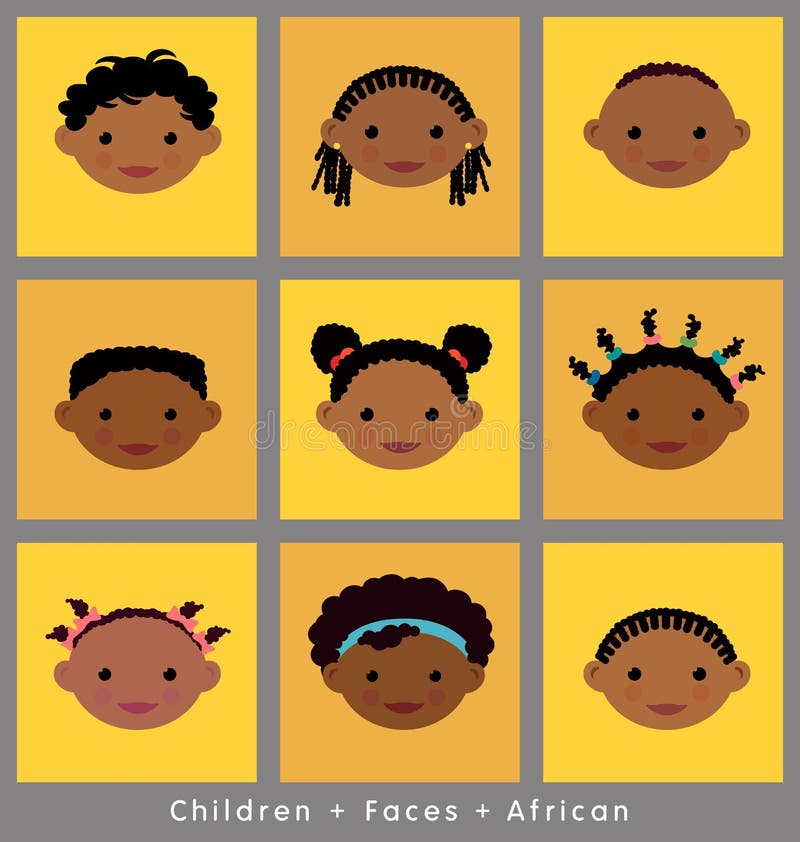 Leuke gezichten van Afrikaanse kinderen royalty-vrije illustratie Leuke gezichten van Afrikaanse kinderen royalty-vrije illustratie