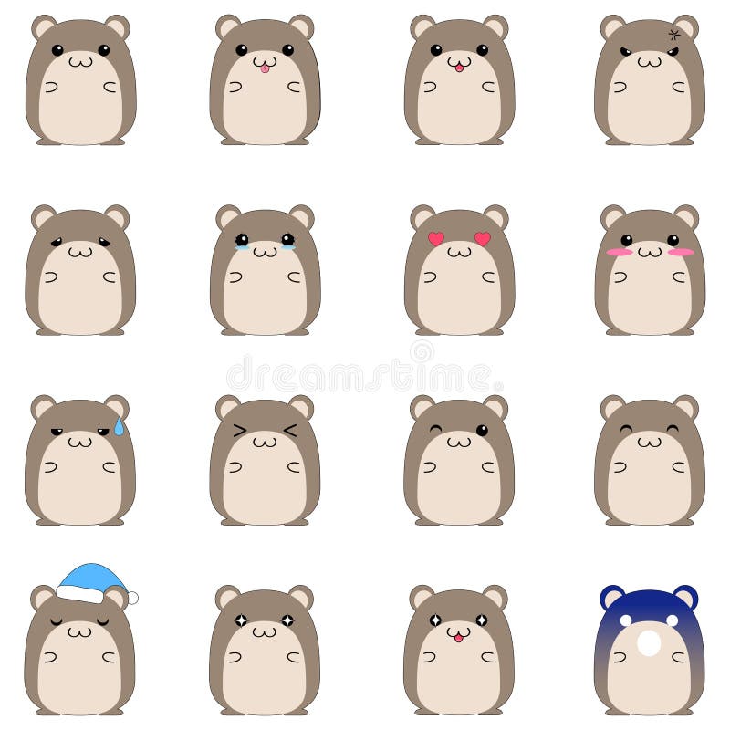 Leuke hamster emotionele pictogrammen