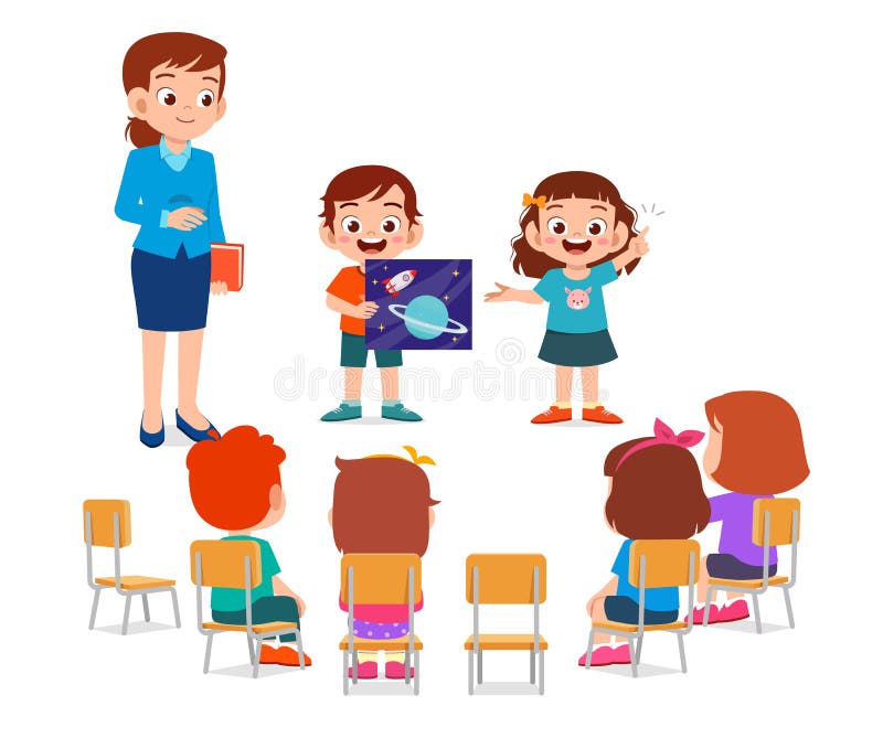 happy cute little kids boy and girl study with teacher. happy cute little kids boy and girl study with teacher