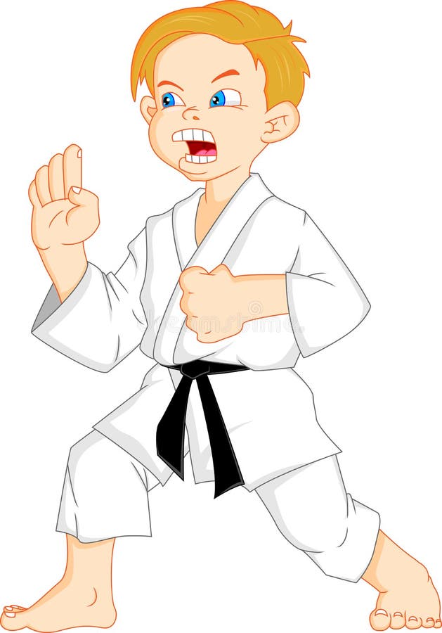 Illustration of cute karate boy. Illustration of cute karate boy