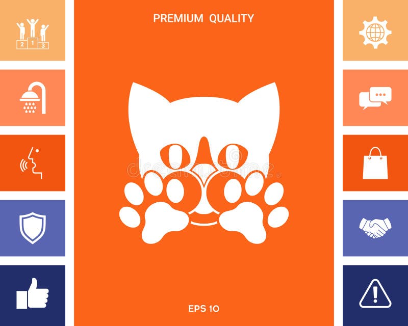 Leuke Kat, poten - het embleem, symbool, beschermt teken royalty-vrije illustratie Leuke Kat, poten - het embleem, symbool, beschermt teken royalty-vrije illustratie