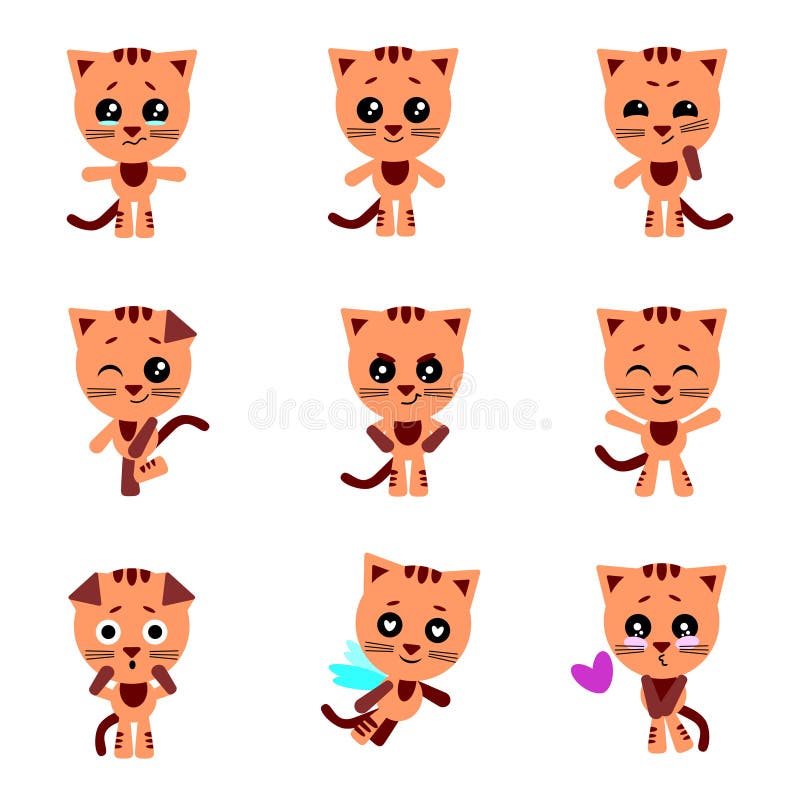 Leuke katten Kat in kawaiistijl Beeldverhaal polair met harten royalty-vrije illustratie Leuke katten Kat in kawaiistijl Beeldverhaal polair met harten royalty-vrije illustratie
