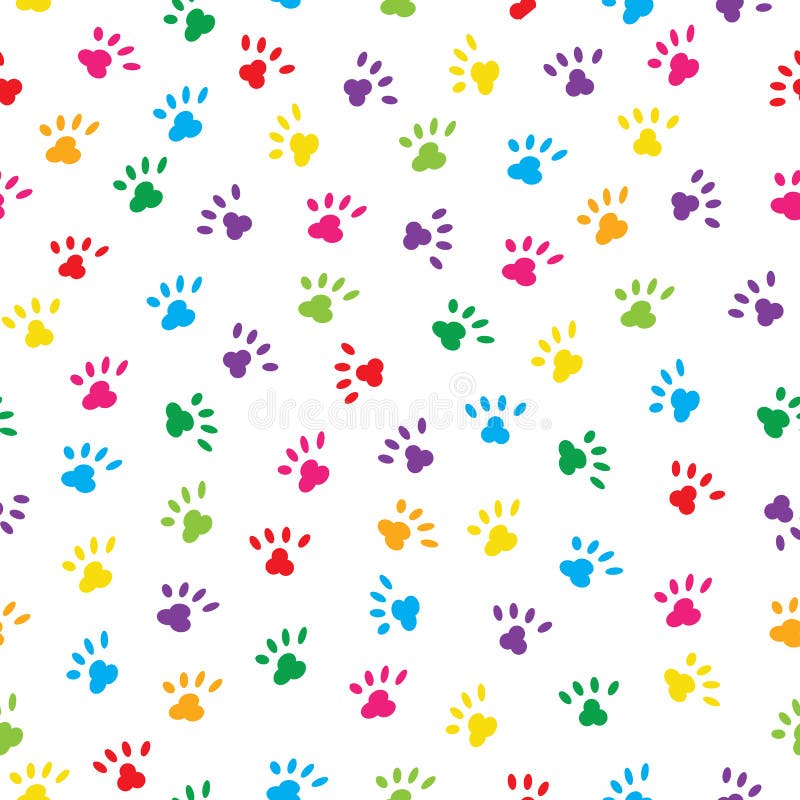 Leuke kattenpoten in regenboogkleuren Naadloze patroonachtergrond vector illustratie Leuke kattenpoten in regenboogkleuren Naadloze patroonachtergrond vector illustratie