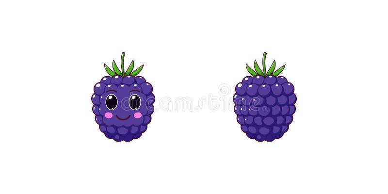 Leuke Kawaii Blackberry, Beeldverhaal Rijp Fruit Vector stock illustratie Leuke Kawaii Blackberry, Beeldverhaal Rijp Fruit Vector stock illustratie