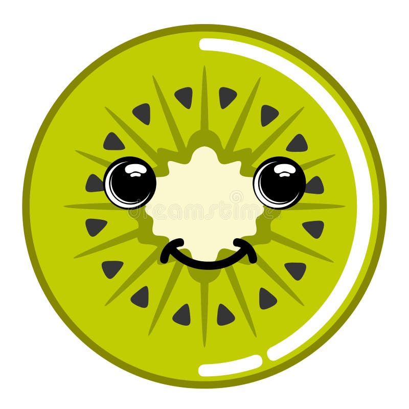 Leuke kiwi emoticon vector illustratie. Illustratie bestaande uit