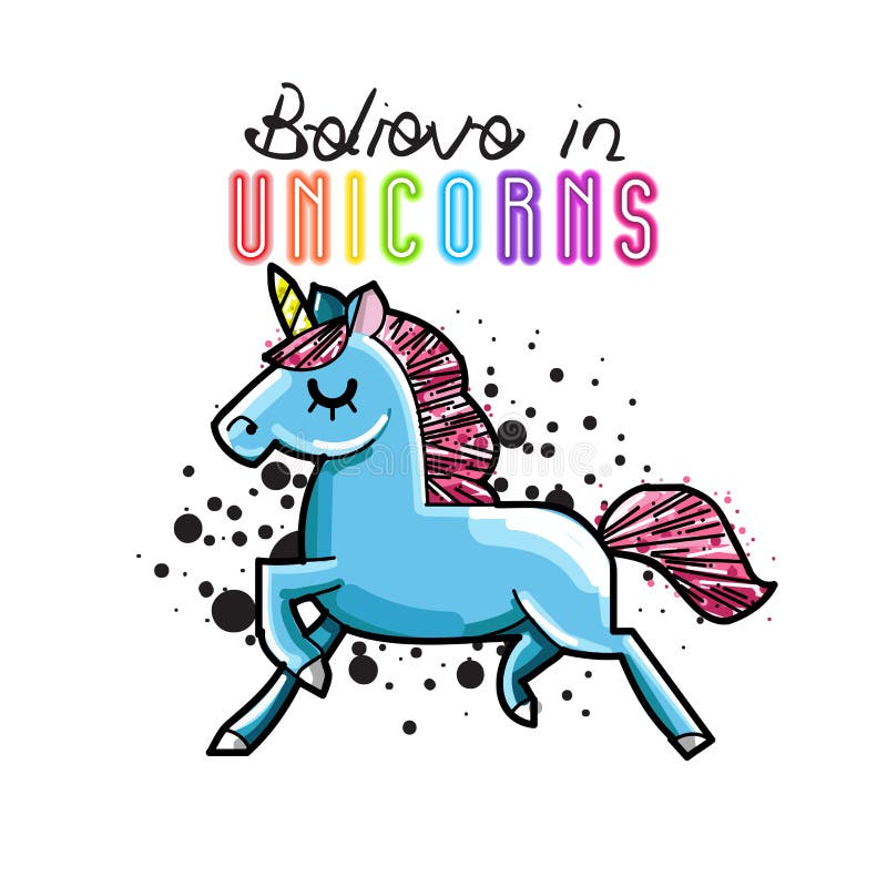 Leuke magische eenhoorn Romantische kaart met eenhoorn vector illustratie Leuke magische eenhoorn Romantische kaart met eenhoorn vector illustratie