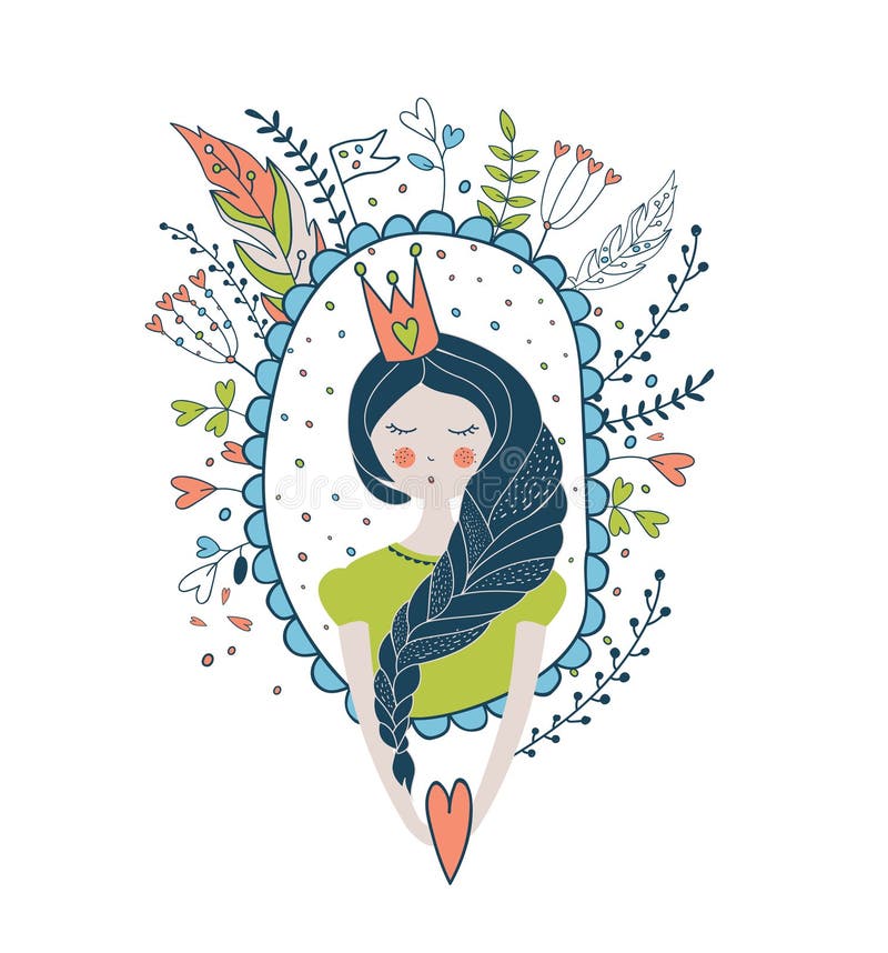 Leuke magische inzameling met prinses De illustratie o van de droomlente royalty-vrije illustratie Leuke magische inzameling met prinses De illustratie o van de droomlente royalty-vrije illustratie