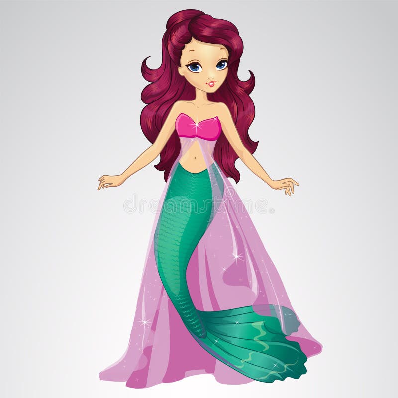 Schattige Zeemeermin in Roze Kaap royalty-vrije illustratie