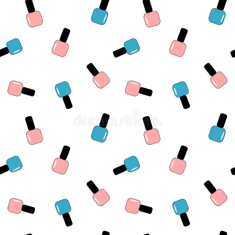 Leuke mooie het patroon van het beeldverhaal roze en blauwe nagellak naadloze illustratie als achtergrond stock illustratie Leuke mooie het patroon van het beeldverhaal roze en blauwe nagellak naadloze illustratie als achtergrond stock illustratie