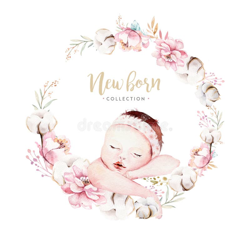 Leuke pasgeboren waterverfbaby Nieuw - het geboren het meisje en de jongens schilderen van de kindillustratie Babydouche het geïs royalty-vrije illustratie Leuke pasgeboren waterverfbaby Nieuw - het geboren het meisje en de jongens schilderen van de kindillustratie Babydouche het geïs royalty-vrije illustratie